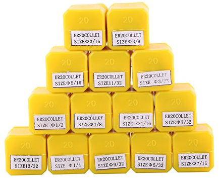 Spring Collet Set, 1/16~1/2 inch 14pcs ER20 Spring Collet Set for CNC Engraving Machine and Milling Lathe Tool 1/16~1/2