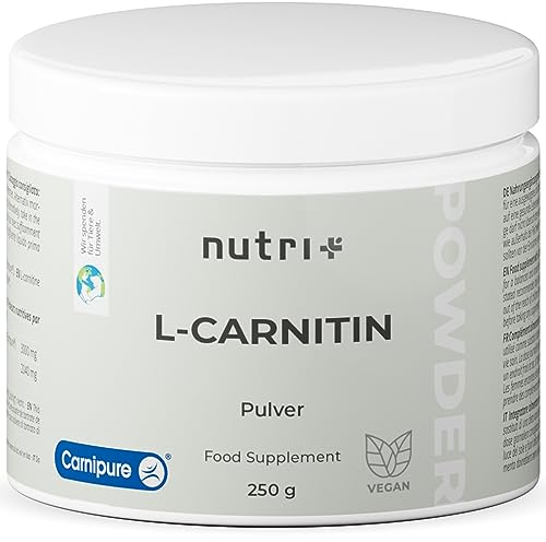 Nutri + L-Carnitin Carnipure Pulver - 100% reines Carnitin Tartrat Pure Powder 250 g von Lonza - 3000mg Carnitinpulver pro Portion ohne Zusatzstoffe