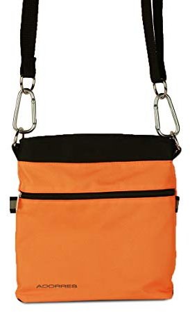 ADORRES Mit Wunschname möglich. Schultertasche, Hüfttasche, Leckerlitasche für Hunde, Futtertasche mit Magnetverschluss und Kotbeutelfach, Leckerlitasche Magnetic Orange Edition