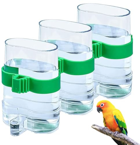 3 Piezas Comedero Automático para Pájaros Jaula Dispensadora de Agua y Alimento Comedero para Pájaros Comedero para Mascotas para Loros, Periquitos, Pájaros del Amor（7.5X13.4cm）