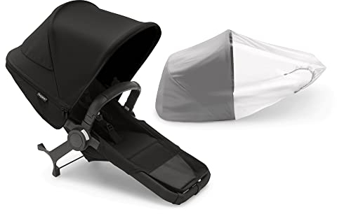 Bugaboo Donkey 5 Duo Erweiterungsset, verwandelt deinen Donkey 5 Mono in einen Doppelkinderwagen, verbessertes Side By Side-Design, wendbarer Sitz und Ein-Hand-Lenkung, Midnight Black