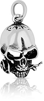 NKlaus Skull Pendentif Tête de mort Rose Pendentif Argent 925 Sterling 4339
