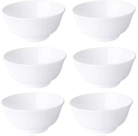 I-K-E-A Set of 6 OFTAST Tempered Glass Bowl Serving Dessert Pasta Dinner Salad Breakfast Noodles Rice Soups Bowls Dishwasher Microwave & Oven Safe 11 cm + Free TSA Shoe Bag,White