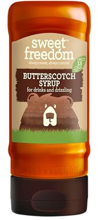 Sweet Freedom Butterscotch Syrup - 350 g | Natural Great Taste With Sweetness Derived from Fruit | Ideal for Coffee, Baking & Dessert | No Preservatives or Allergens | Vegan | Only 13 Cal Per Teaspoon