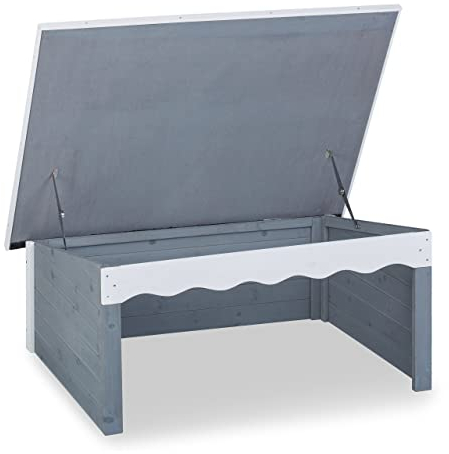 Relaxdays Garage per Tagliaerba, Universale, in Legno, Tetto Apribile, Spiovente, Catramato, HLP 46 x 108 x 82cm, Grigio