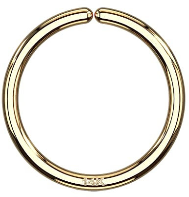 Piercingfaktor 14 Karat Echt Gold Continuous Seamless Ring O Ring Nasen Piercing Septum Tragus Helix Nase Nasenring Nasenpiercing Ohr Knorpel Lippen Gelbgold 1,0mm x 8mm