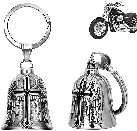 XNZMYN 2 PCS Portachiavi Guardian Bell, Campanella Moto Nero Oleoso, Campanello da Motociclista, Protezione Gremlin, Accessorio per Moto, Biciclette, Auto Elettriche (Nero)