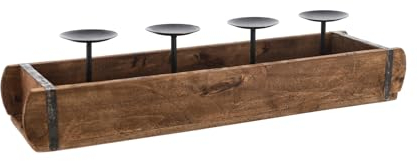 Ziegelform Adventsleuchter 60 x 15 cm - für 4 Stumpenkerzen - Weihnachts Kerzenständer aus Holz - Vintage Deko Holzkiste Kerzenständer Weihnachtsdeko Tischdeko Used Look