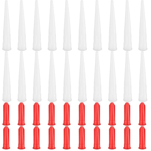 40 Pcs Silicone Tube Nozzles Caps with Screw Caps, Caulking Tips, Silicone Caulking Nozzles for Silicone Sealant, Caulk Nozzles Applicator for Mastic Cartridge Spare Nozzles, Caulking Gun Tips