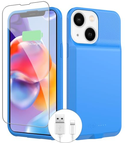 BOPPS Akkuhülle für iPhone 13/13 Pro/14/14 Pro, ultradünn, leicht, leistungsstark, 15 W, schnelles 7000 mAh, Ladehülle, Schutz, rutschfest, weiches TPU-Ladecase für iPhone 13/13Pro/14/14Pro, 6,1 Zoll,