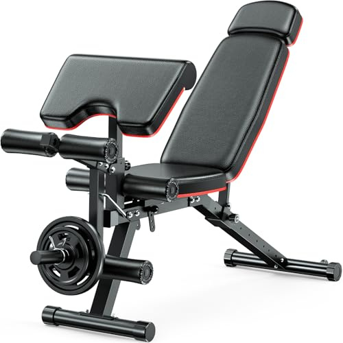 Fostoy Adjustable Weight Bench, 800lbs Workout Bench for Home Gym, Incline Decline Flat Exercise Bench Press for Full Body Strength Training with Extended Headrest and Leg Extension Newly Upgraded