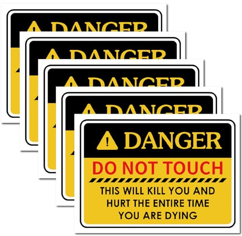 craspire Warnschild-Aufkleber „Danger Do Not Touch This Will Kill You“, 9.8 x 6.9 Vinyl-Sicherheitsaufkleber, Unbegrenzte Etiketten, Selbstklebend, Stromschlaggefahr, Hochspannung, Stromschlag