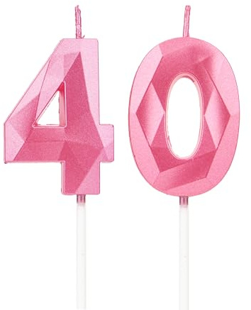 DTXLX Pink Number 40 Birthday Candles Cake Decoration | 40th, Happy, Toppers, for, Parties, Weddings, Company, Anniversaries