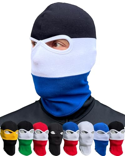 PGWEAR Sturmhaube Streifen und Einfarbig in Schwarz Weiß Rot Blau Gelb Grün Camo I Maske Balaclava I Ultras Ski Hooligans Paintball