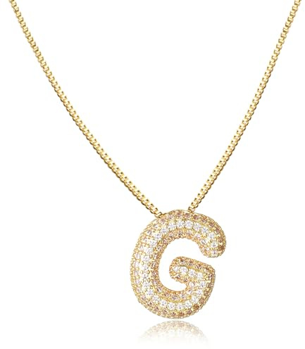 AFSTALR Kedja med bubbelbokstav, guld-/silverfärgad, iced out-halsband med initial, hänge, bubbla, smycke, 45 + 5 cm