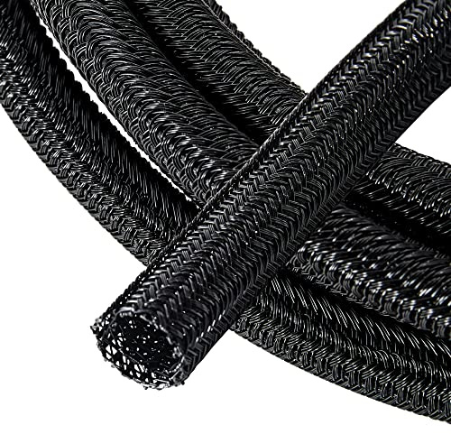 RED WOLF 6mm-3m Kabelschlauch Selbstschließend Gewebter Kabelmantel | Anti-Kratzer, Zuschneidbar, Flexibel, für TV Computer Haus Elektrisch Automobil Kabelschutz, PET Kabel Sleeve in Schwarz