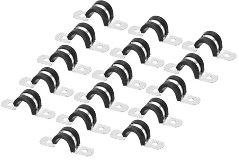 Unifizz 30Pcs 12mm(1/2) Cable Clamp, Rubber Cushioned Insulated Clamp 304 Stainless Steel U Shape Bracket Metal Hose Clamp Tube Holder for Pipe Wire Tube