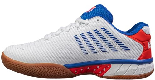 K-Swiss Men's Hypercourt Express 2 Indoor Tennis, Pickleball, Racquetball Shoe, White/Red, 13 UK
