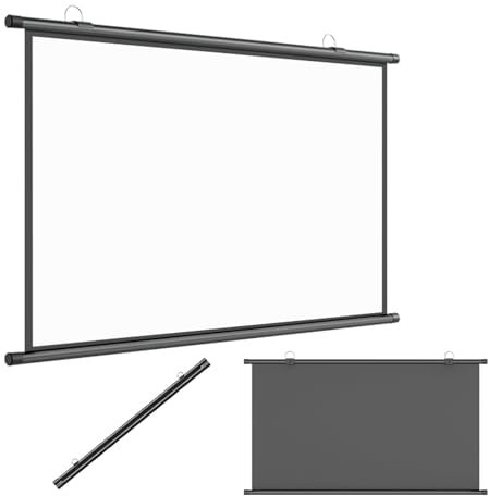 Hoiweqr Pantalla Proyección 60Pulgadas 72Pulgadas Enrollable Manual - Formato 4:3/16:9, Pantalla De Proyección 4K Pantalla HD Enrollable Manual Pantalla De Películas Portátil(16:9,60in)