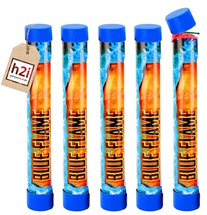 h2i Bengalo Bengalfeuer Blau – 5 Leuchtfackeln, ca. 40 Sekunden, Kategorie F1, ab 12 Jahren