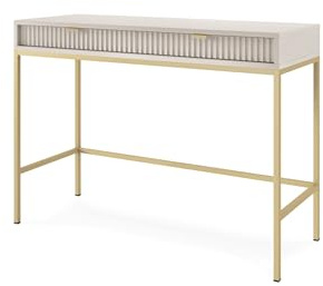 BETTSO - Schminktisch mit Schubladen NOVA - 104x50x78cm - Kosmetiktisch für Schlafzimmer, Jugendzimmer - Universelles Design - Frisiertisch Kashmir Farbe - Gestellfarbe Gold