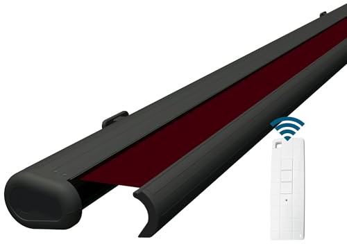 Eclipse Vollkassettenmarkise anthrazit elektrisch 4,0x3,0m Tuch: Beere | Markise Balkon Terrassenüberdachung Sonnenschutz Gelenkarm Polyacryltuch UV-Schutz 50+ Smarthome-fähiger Dooya Motor