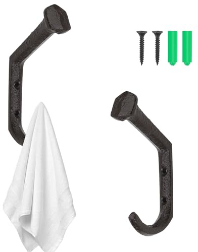 LINTRA Heavy Duty Ganchos de Pared, 2 Piezas Ganchos para Colgar Ropa Antiguos, Ganchos Percheros de Pared Vintage Forma Retro Única, Adecuada para Uso en Interiores y Exteriores