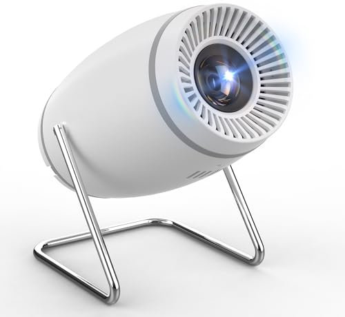Mini Projector with WiFi 6 and Bluetooth 5.0, Portable Smart Projector 4K 1080P Supported, Auto Keystone Video Projector for Bedroom Home Outdoors (White)
