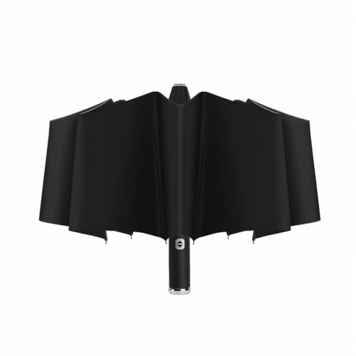 Maizoon Faltbarer Regenschirm mit LED-Taschenlampe, 10 Rippen, starker Fiberglas-Rahmen, automatisches Öffnen, Schließen, winddicht, wasserdicht, UV-beständig, drehbar, rutschfester Griff