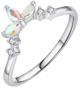 Wedding Ring Women Trauringe Weißgold Damen 9K Au375 Marquise Granat Größe 62 (19.7) Vorsteckring für Tante Elegant Schmuck Geschenk