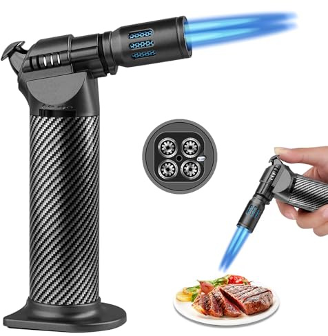 PORFOYO Quemador de cocina, antorcha de butano, quemador de flambeo, quemador Bunsen, quemador de cocina para camping, hornear, soldadura culinaria, soldadura, barbacoa, llama ajustable (gas no