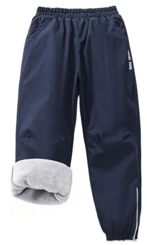 Exemaba Kids Waterproof Trousers Fleece Lining Girls & Boys Winter Warm Snow Pants for for Walking, Travelling, Hiking(Navy,170/13 Years)