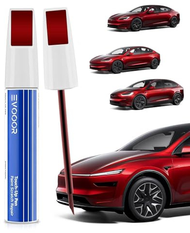 EVOOOR (PPMR) Rot Multi-Coat Lackstift 2-in-1 für Tesla - Zur Kratzerreparatur, Schnelle & Einfache Lösung
