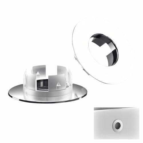 2PCS Sink Overflow Cover Set - Adjustable Ø22-24mm Bathroom Basin Hole Insert, Silver Copper Material Ring for Sink Overflow Hole Protection