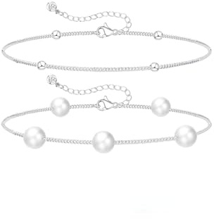 Meteorstarry Perlenarmband Damen Silber 925, Personalisierte Doppel Perlen für Armbänder Armreif Silber Schmuck Jewellery Kleine Geschenk Freundin Geburtstag für Frauen Mädchen Freundin Frau