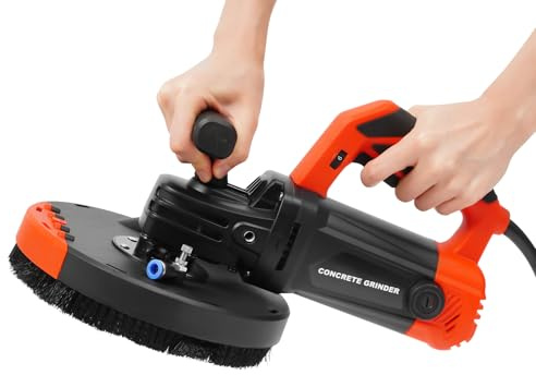 GS-8180 Ponceuse à béton 5000 W avec roue de ponçage diamantée Ø 180 mm, 6 vitesses 2200-4800 tr/min, protection contre la poussière avec raccord d'aspiration et entrée d'eau, pour sol, mur, ciment