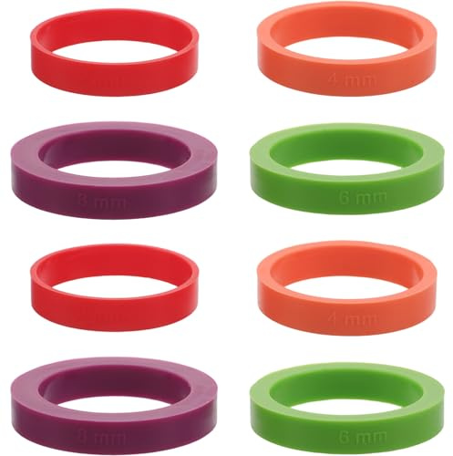 Amosfun 8 Anneaux en Silicone pour Rouleau à Pâtisserie, 2/3/6/10mm | Guides de Rouleau à Pâtisserie Antidérapants, Accessoires Argile Autodurcissante, Anneaux D'épaisseur de Pâtes