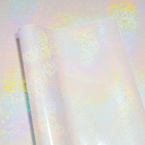 LaCheery Glitzer Holografische Folie Sterne Vinylfolie Holografisch Selbstklebend 40cm x 700cm Glitzerfolie Selbstklebend Transparent Wasserdicht Hologramm Klebefolie Bunt Basteln für Laptop Aufkleber