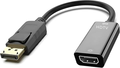 4K DisplayPort to HDMI Adapter| DP Male to HDMI Female - No-Latch Unidirectional DP Computer to Monitor Converter Cable 1080P Full HD Gold Plated for Laptop, Projector etc. (Black).