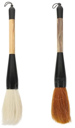 NUOBESTY Pinceles de Caligrafía Grandes 2 Piezas (pelo y Pelo de Oveja) para Pintura China y Dibujo Tradicional, Herramienta de Arte para Estudiantes y Profesionales, Accesorios