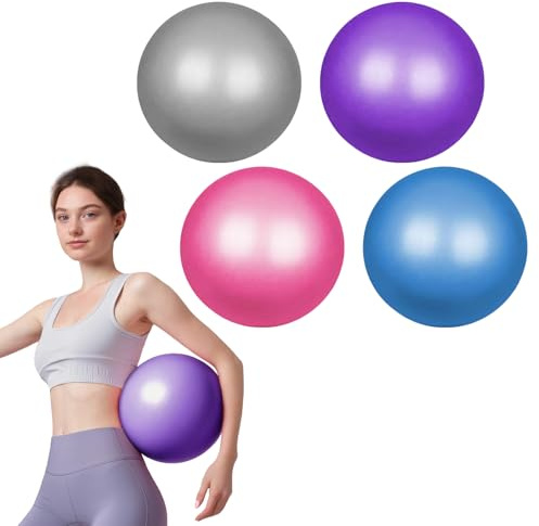flintronic 4 st pilates gymnastikboll, 25 cm yogaboll anti-halk anti-stänk fitness bollar yoga boll balans sportboll, liten gymnastikboll med uppblåsbart sugrör