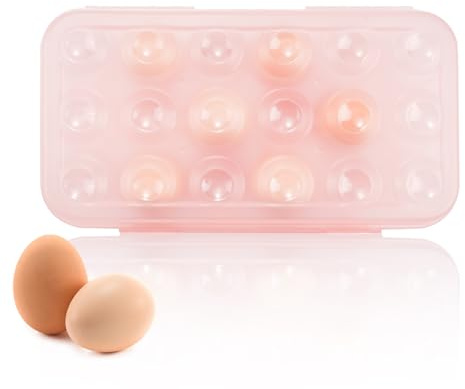 Porte-œufs pour Réfrigérateur, 1 Boîte de Rangement avec Couvercle Pouvant Contenir 18 œufs, Boîte de Rangement Empilable pour le Camping et les Pique-niques(Rose)