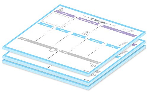 PRICARO Wochenplaner Allerlei, hellblau, A4, 25 Blatt, 3 Stück