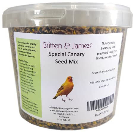Britten & James Special Canary Seed Mix Containing Egg Based Biscuits in a 2 Litre Stay Fresh Resealable Tub