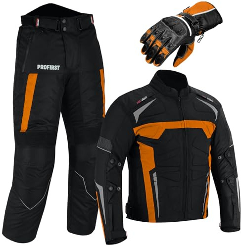 Motorbike Suit - Motorcycle Gloves Armoured 2 Piece Suit Motorbike Waterproof Suits Jacket with Trouser CE Armor For All Weather Mens
