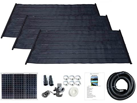 LOWENERGIE Total Solar Swimming Pool Heater Mat 20w Panel Pump Pool Hose Kit (3 MATS, 1.33 X 3M)