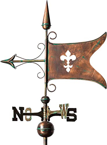 Linneborn Wetterfahne aus Kupfer -veredelt- Banner mit Lilienmotiv Große Wetterfahne für Häuser