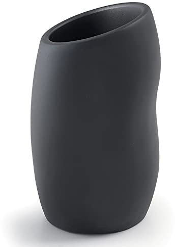 Gedy G-Iside Portaspazzolini Nero, Misure e Peso Prodotto: 13X8X8,2 CM & 0,41 kg, Realizzato in Resina e Sabbia, Porta Spazzolini Bagno Design di R&S, 2 Anni di Garanzia