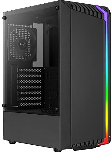 AeroCool BIONICV1BK Schwarz, RGB Gaming PC-Gehäuse, Gehärtetes Glas+12cm-Lüfter