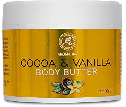 Kakao & Vanille Körperbutter 250g - Bodybutter - Natürliche Body Butter - Körper Butter für Sehr Trockene Haut - Hautpflege - Handpflege - Feuchtigkeitspflege - Vanille Bodybutter